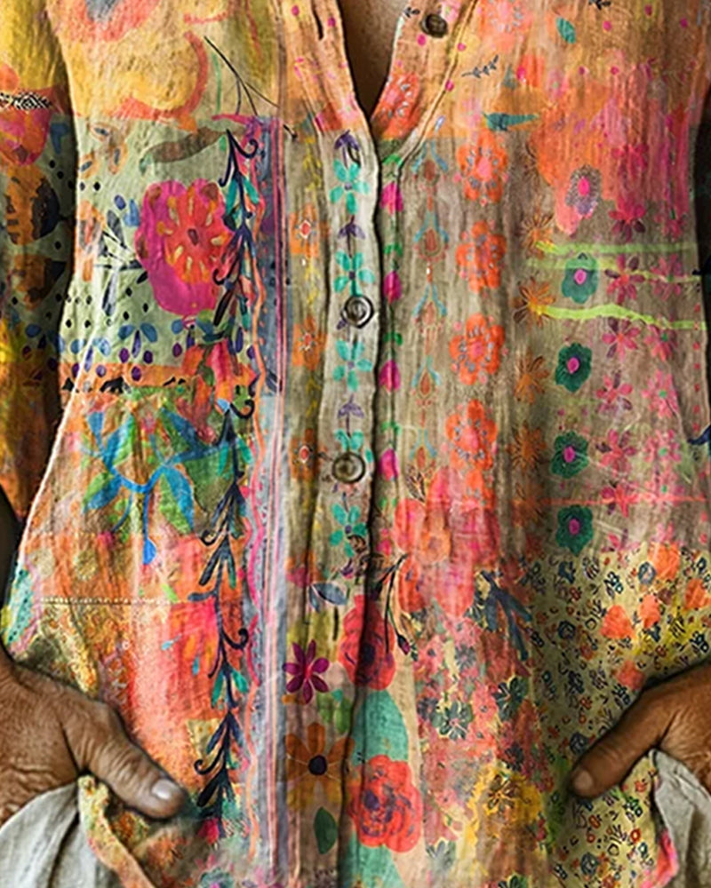 Alma | Camicia artistica con stampa floreale
