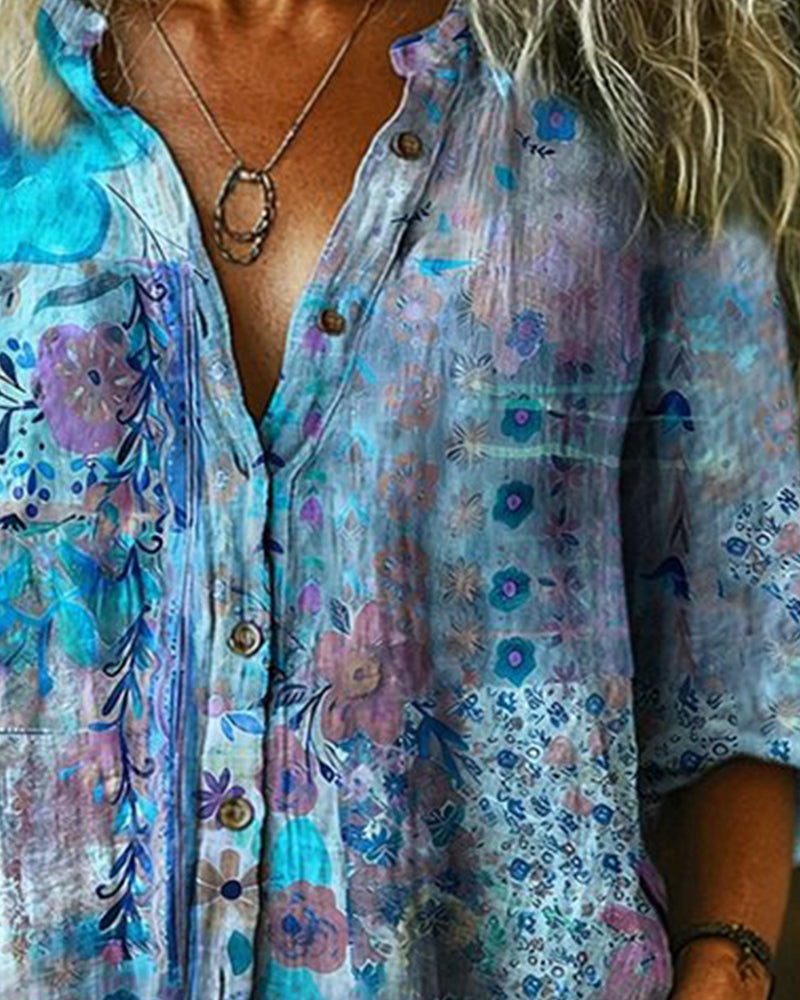 Alma | Camicia artistica con stampa floreale