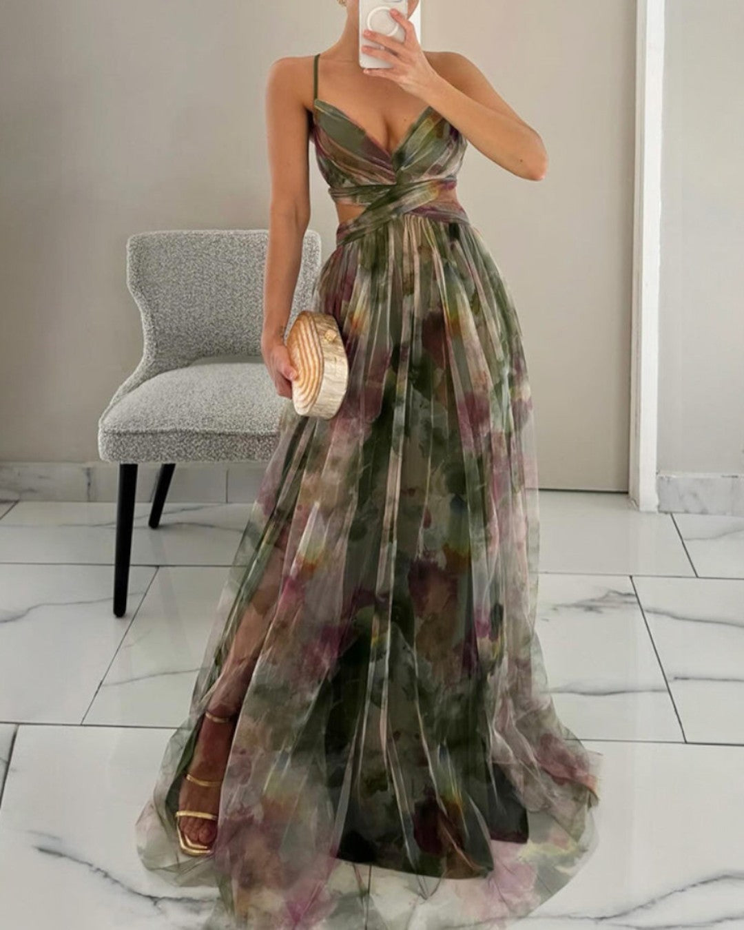 Giselle | Incantevole Abito Maxi con Stampa Floreale