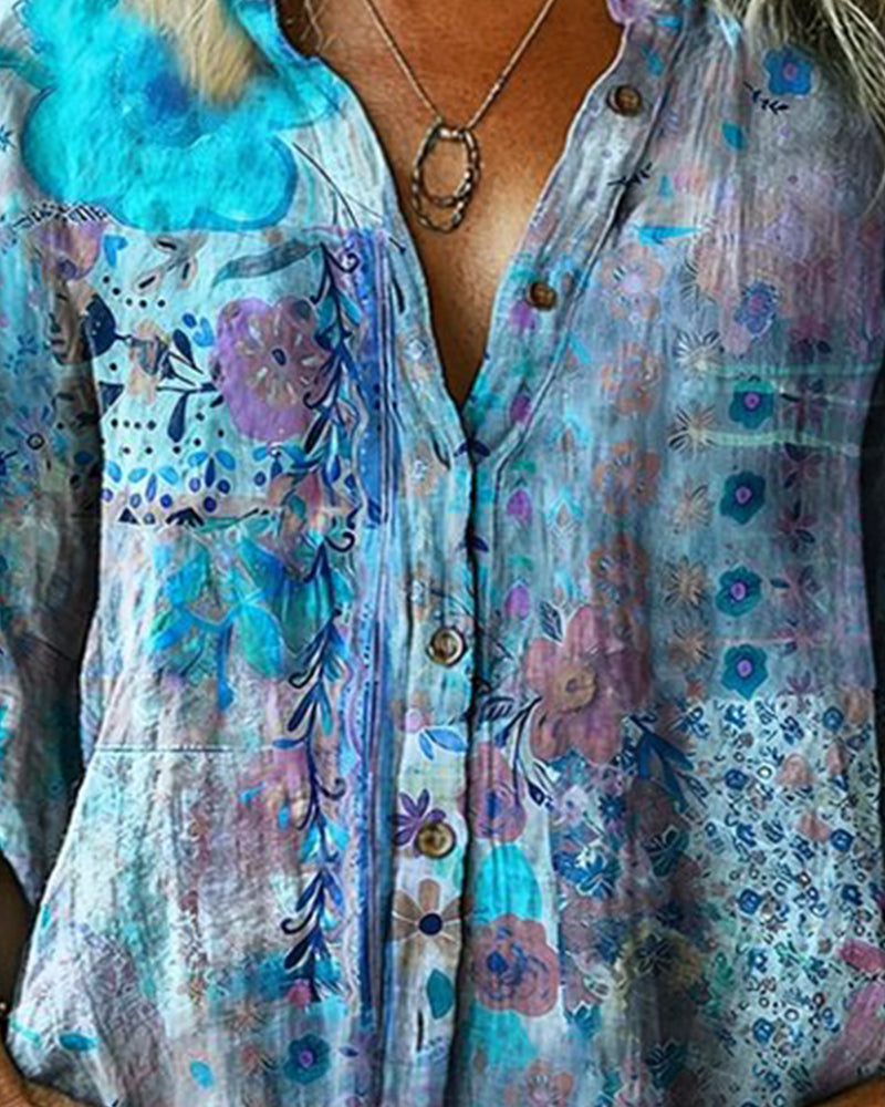Alma | Camicia artistica con stampa floreale
