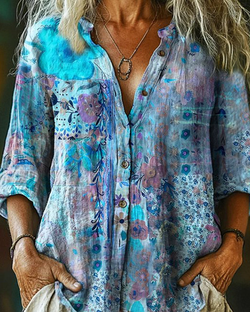 Alma | Camicia artistica con stampa floreale