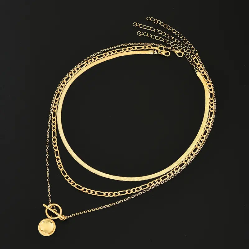 Collana a strati con monete testurizzate Savira | Oro