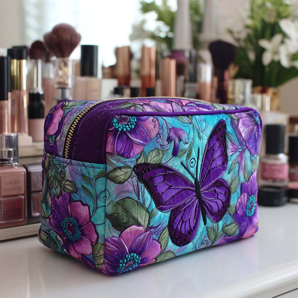 Borsa per Trucco Trapuntata Butterfly Bloom