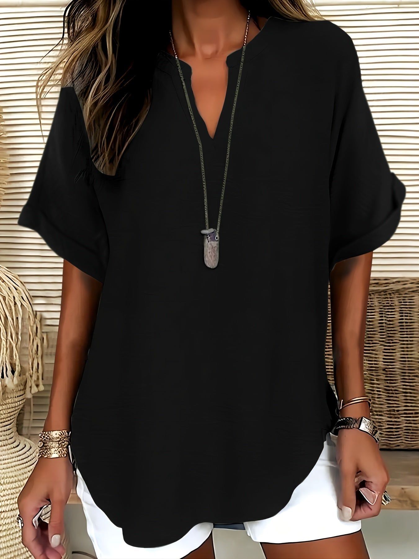 Oliva | Blusa dalla vestibilità morbida con scollo a V (2 acquistati, 1 in OMAGGIO)