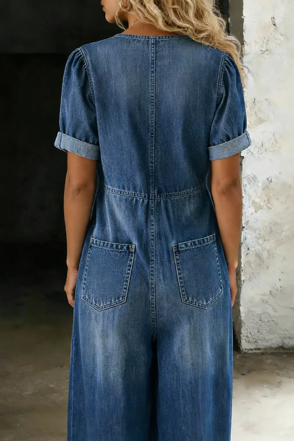Ilaria | Tuta di jeans a maniche corte