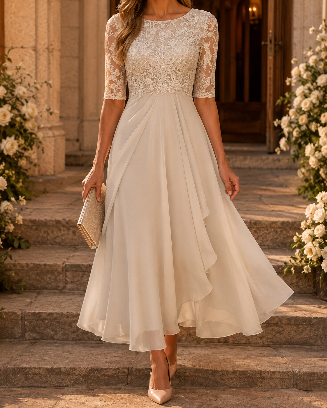 Il Vestito Midi in Pizzo Flattering
