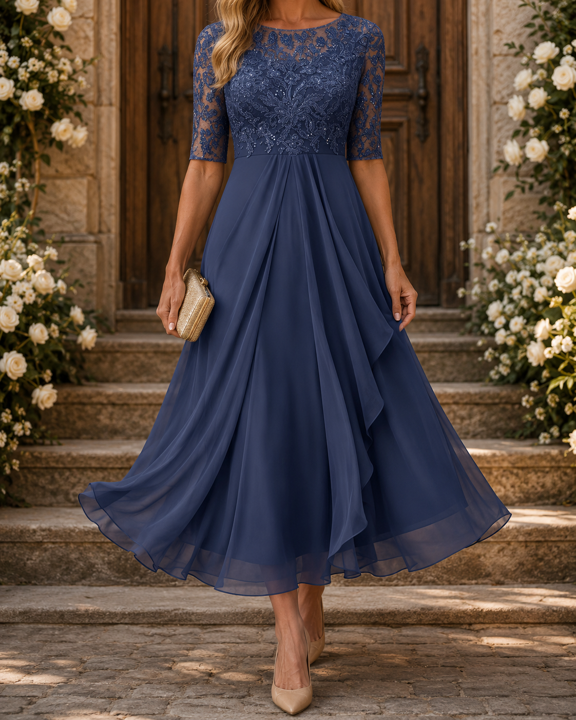 Il Vestito Midi in Pizzo Flattering