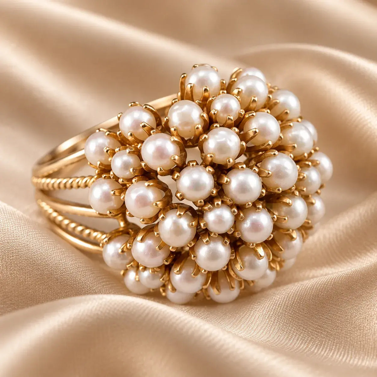 Anello in Oro con Perla Intarsiata Classico