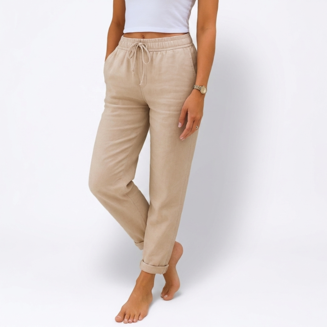 Greta | Pantaloni in lino elasticizzato da donna (1 acquistato, 1 in OMAGGIO)
