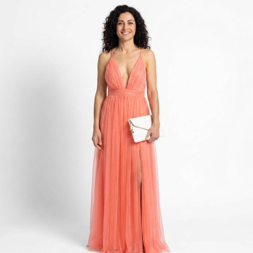 Ginevra | Abito Maxi Luce Corallo