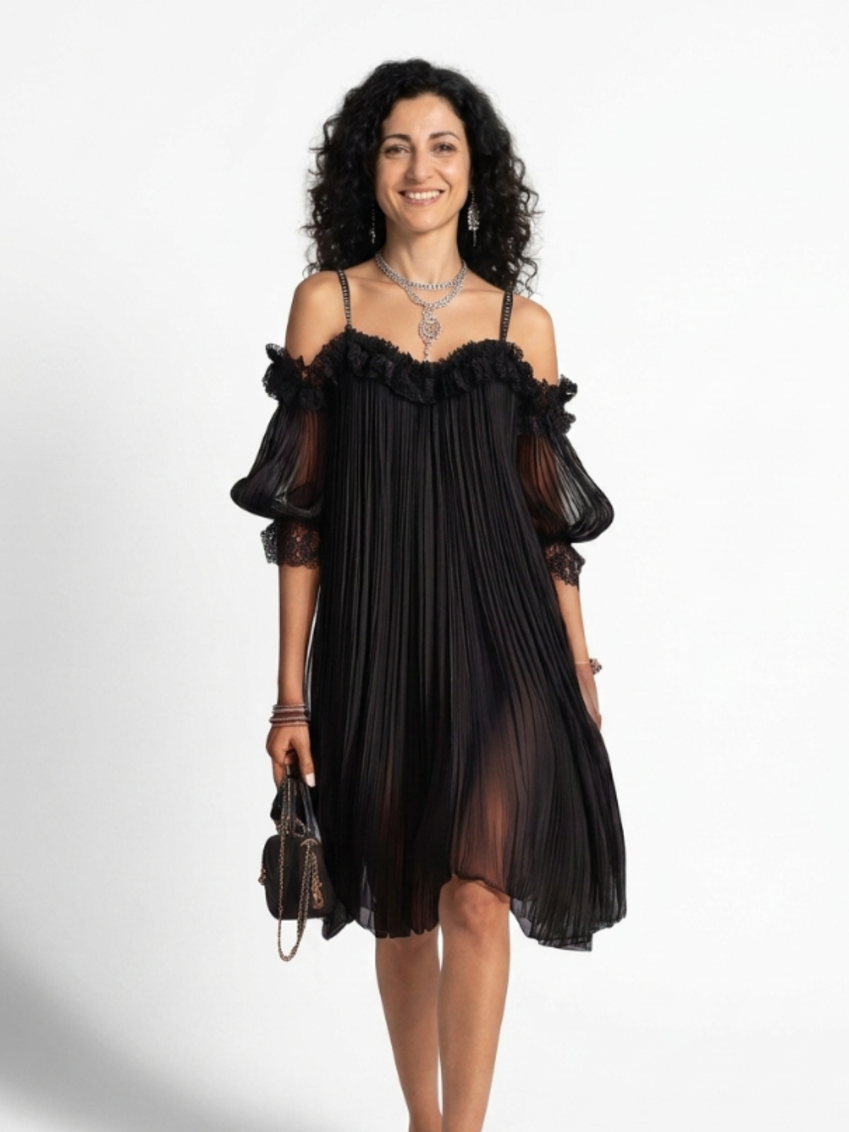 Aida | Abito Lungo in Chiffon con Scollo a V