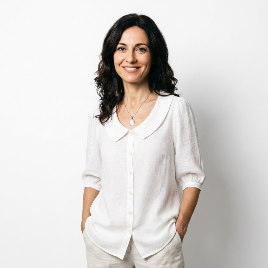 Alexia | Blusa elegante in cotone leggero con scollo rotondo