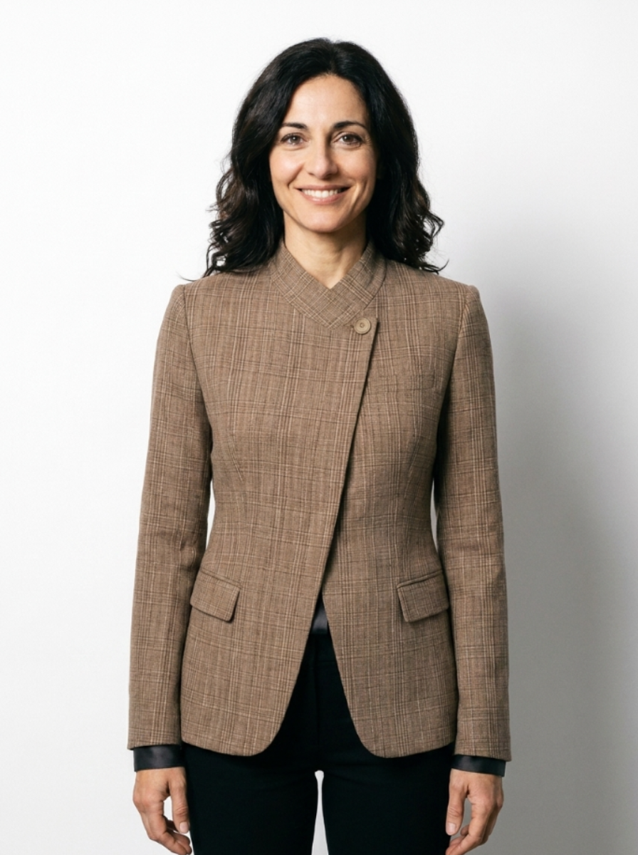 Martina | Blazer asimmetrico a quadri color tortora