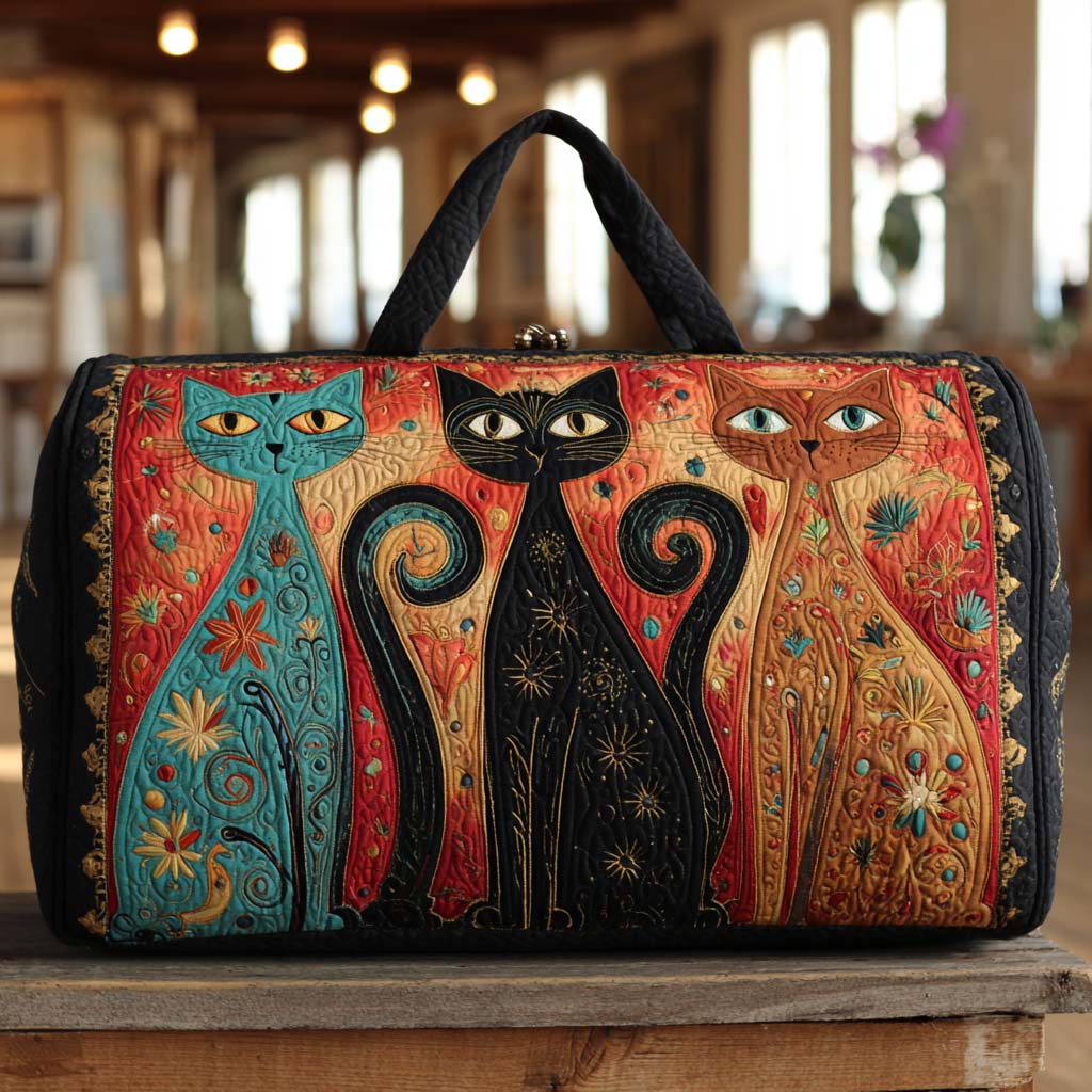 Borsa da viaggio trapuntata Trio di Gatti Incantati
