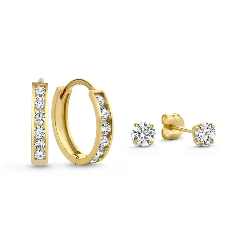 Orecchini a perno Dara Brillane con pietre | Oro