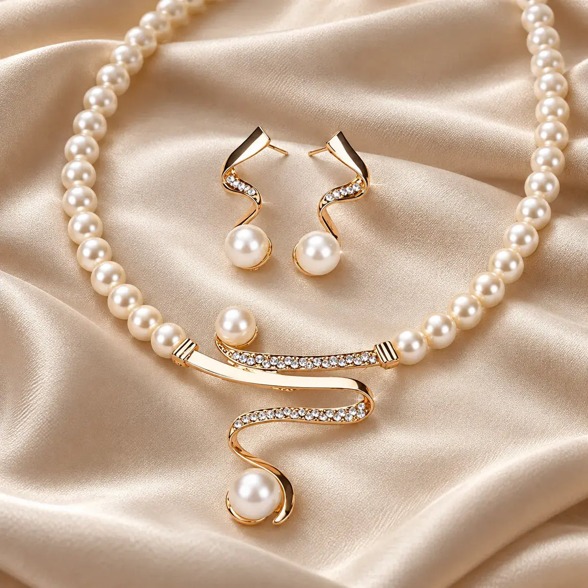 Set di Gioielli Elegante con Perle