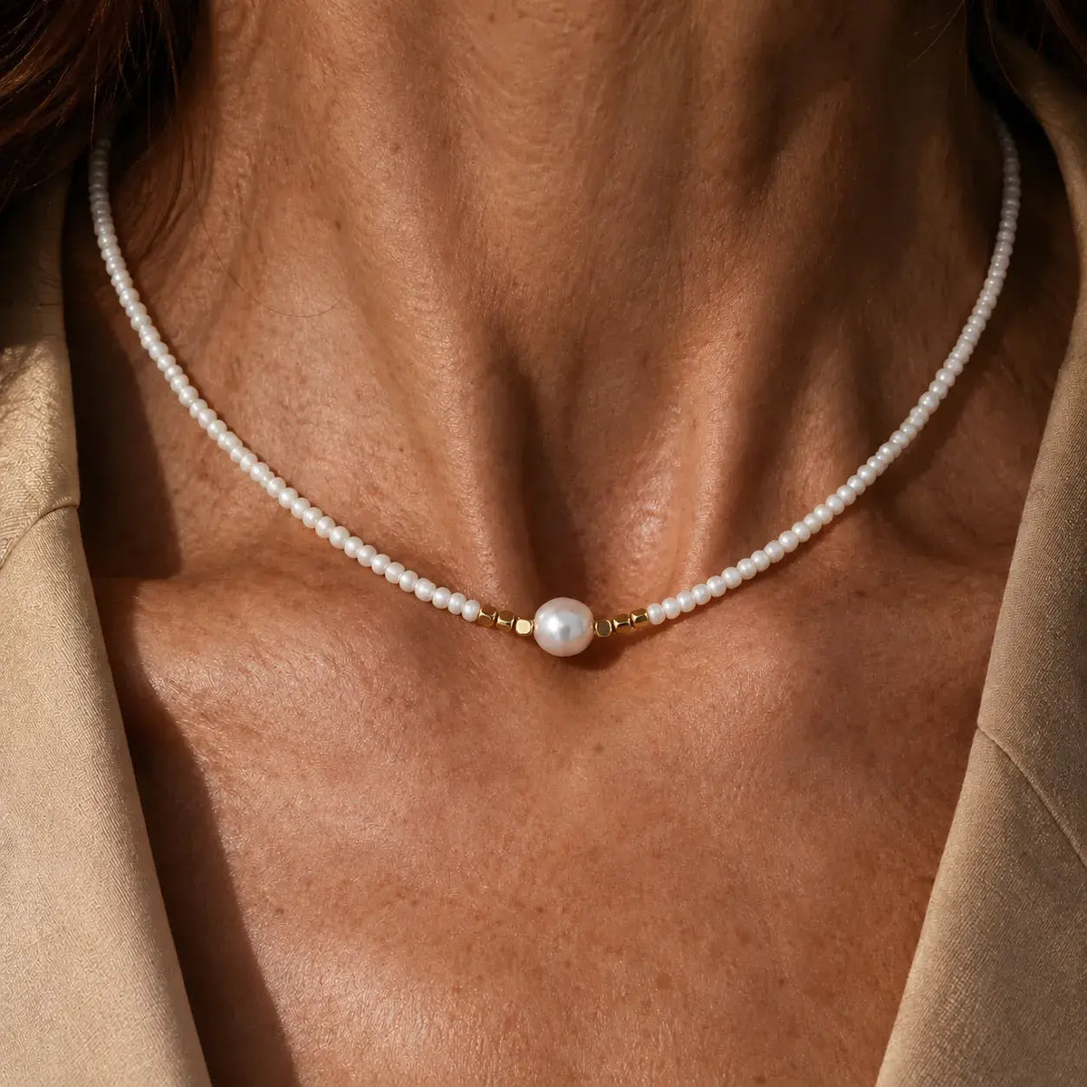 Collana Minimal in Turchese e Perle