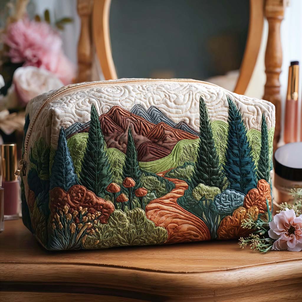 Borsa per il trucco trapuntata Sentieri Muschiosi