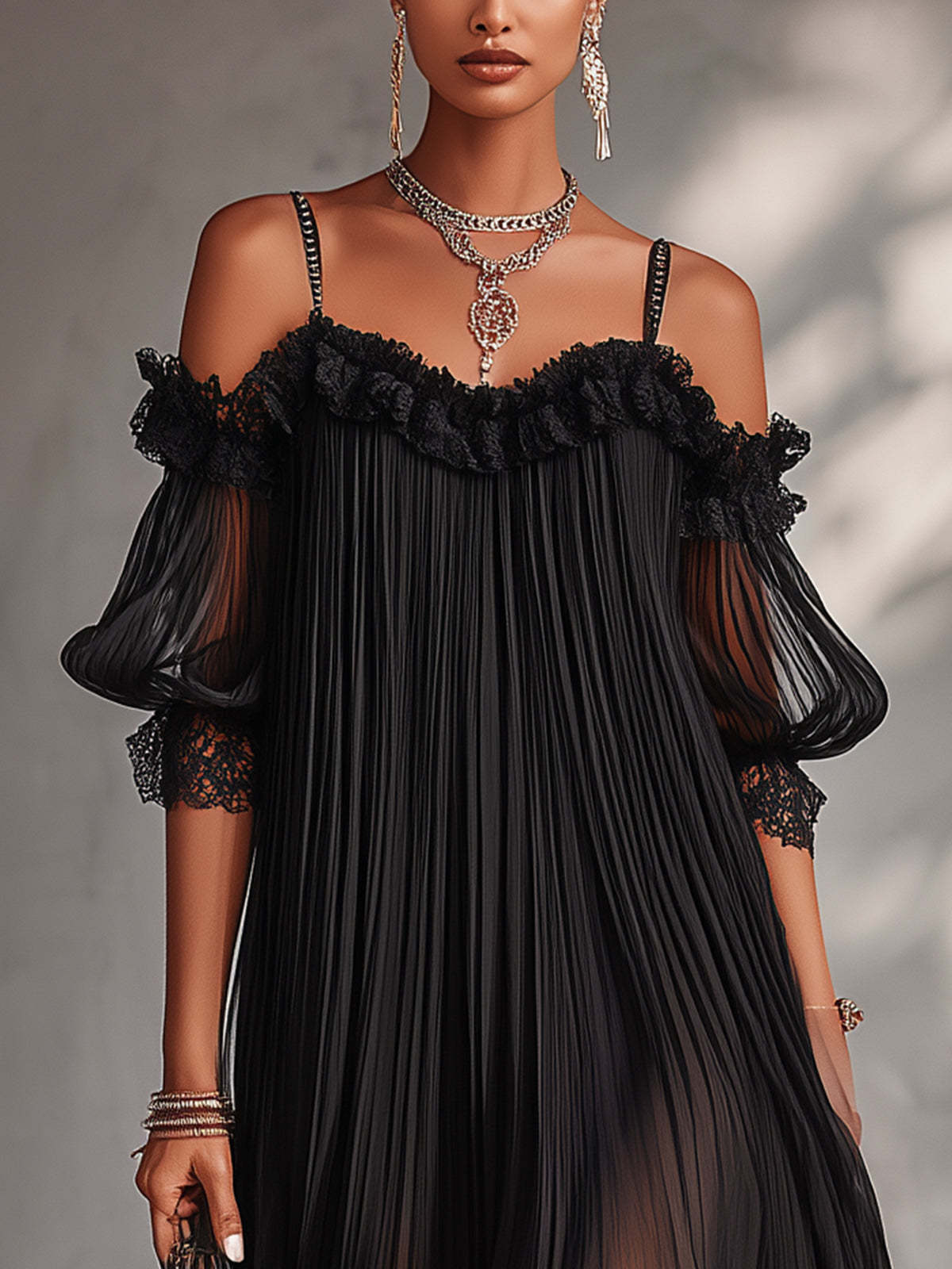 Aida | Abito Lungo in Chiffon con Scollo a V