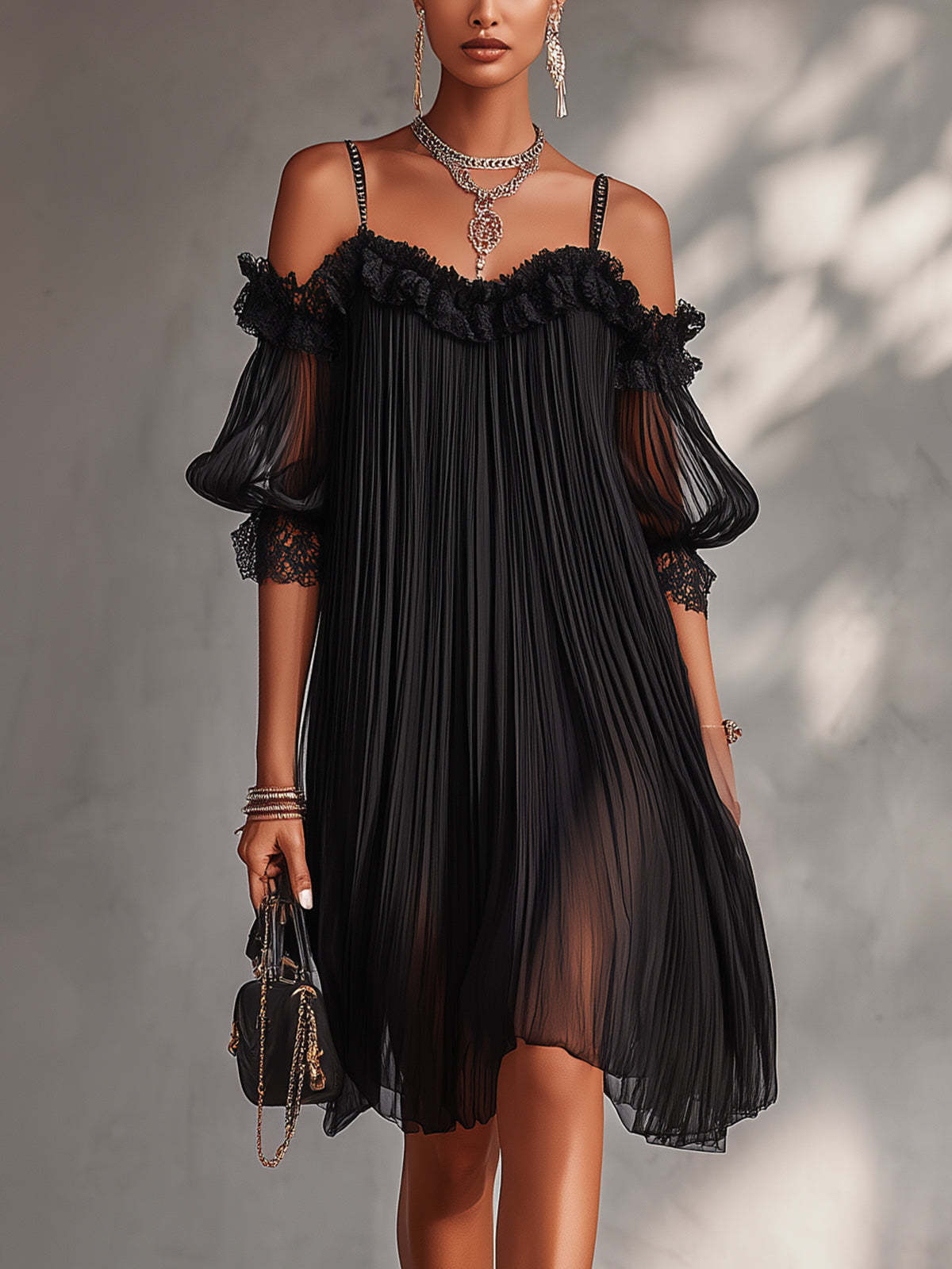 Aida | Abito Lungo in Chiffon con Scollo a V