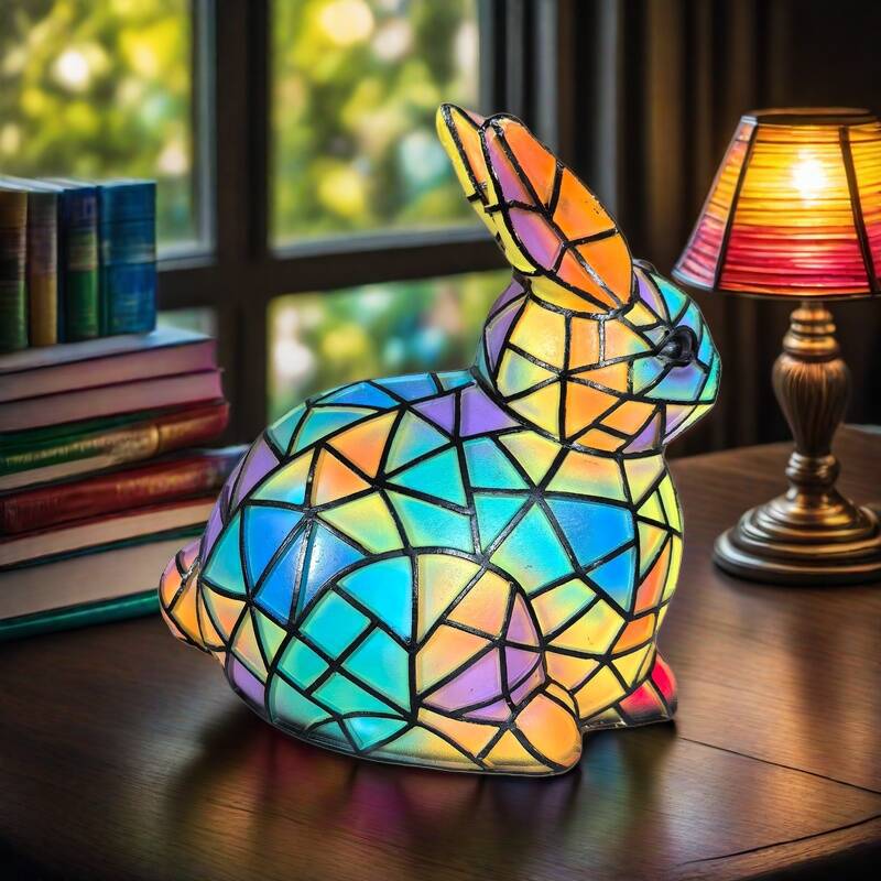 Lampada Magica di Vetro Colorato a Forma di Coniglio