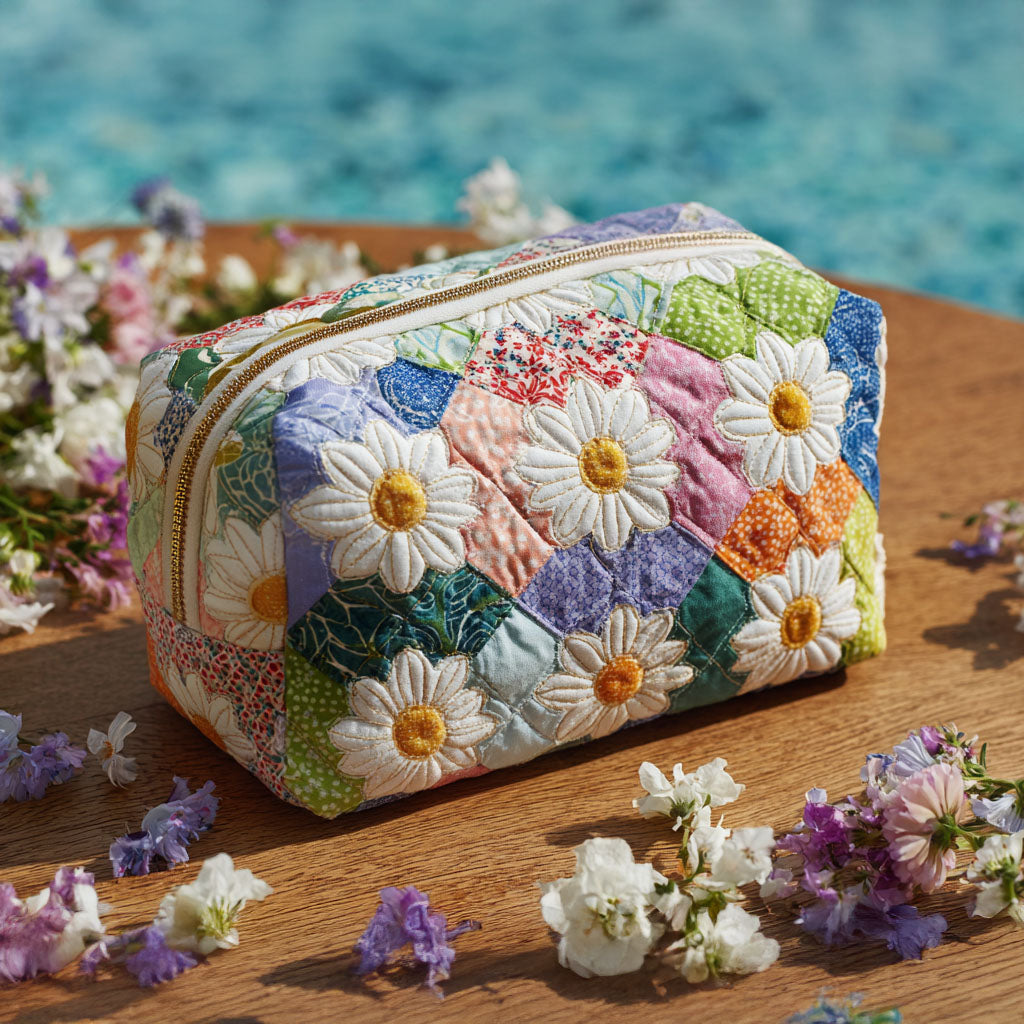 Borsa per Trucco Trapuntata Petal Path