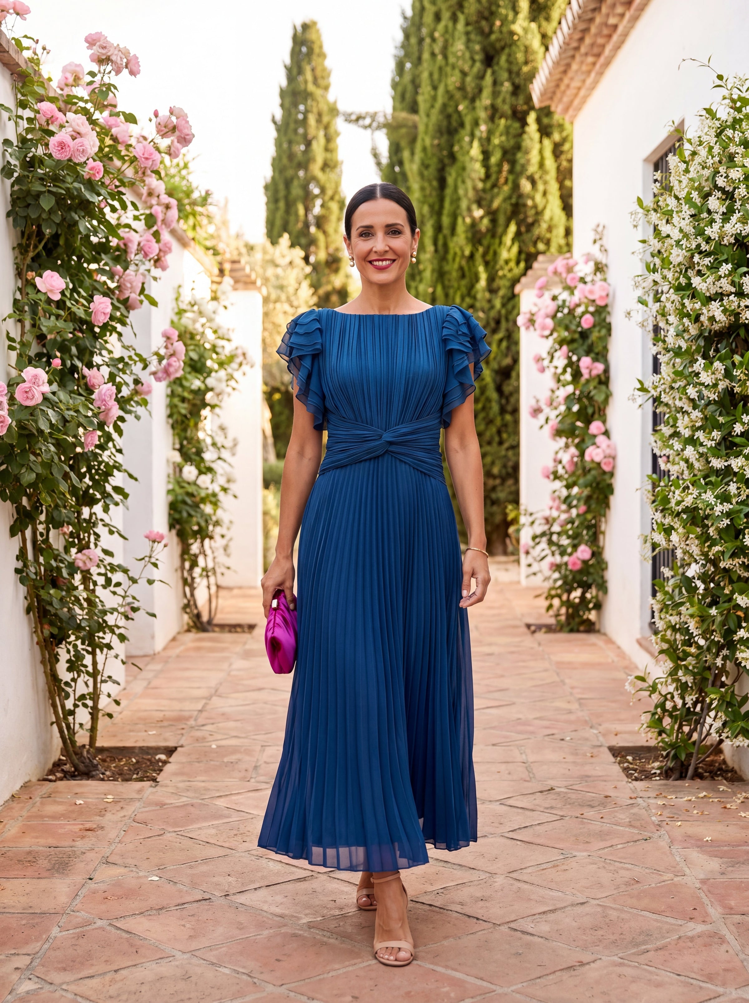 Seraphina | Elegante Abito Maxi Plissettato con Vita Annodata