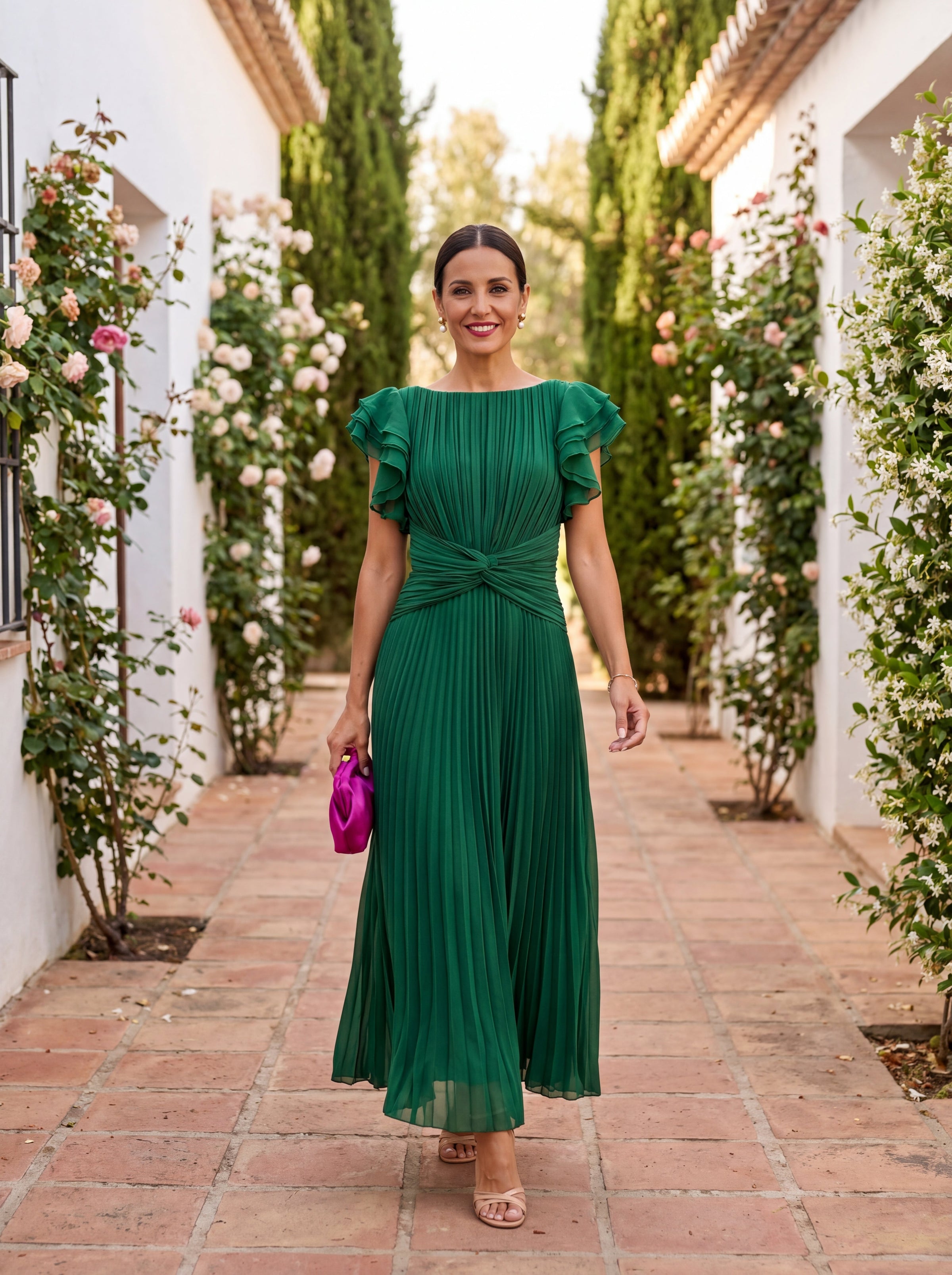 Seraphina | Elegante Abito Maxi Plissettato con Vita Annodata