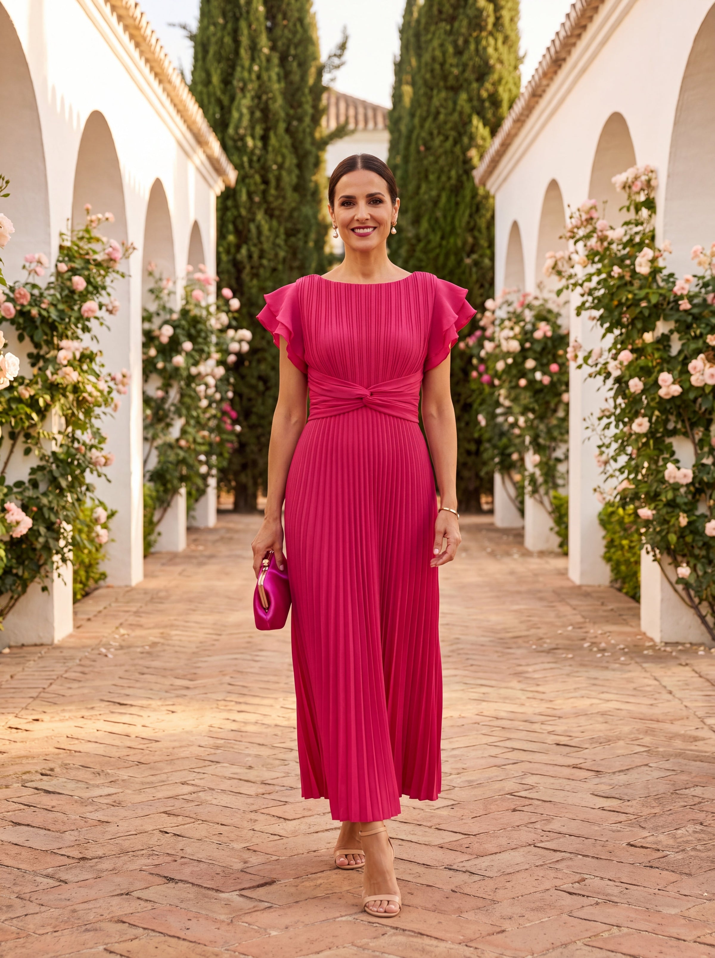 Seraphina | Elegante Abito Maxi Plissettato con Vita Annodata