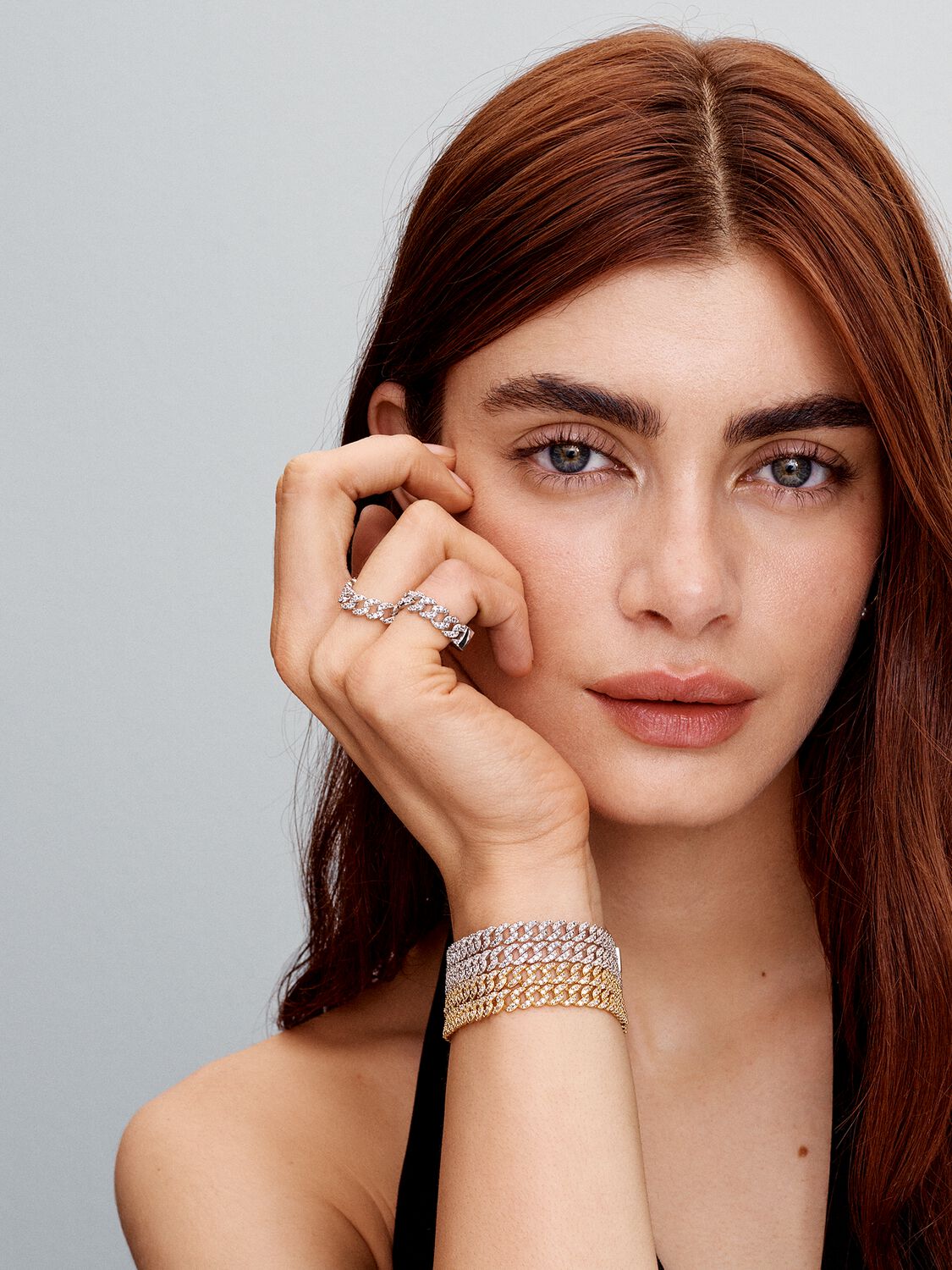 Bracciale a catena cubana pavé | Oro