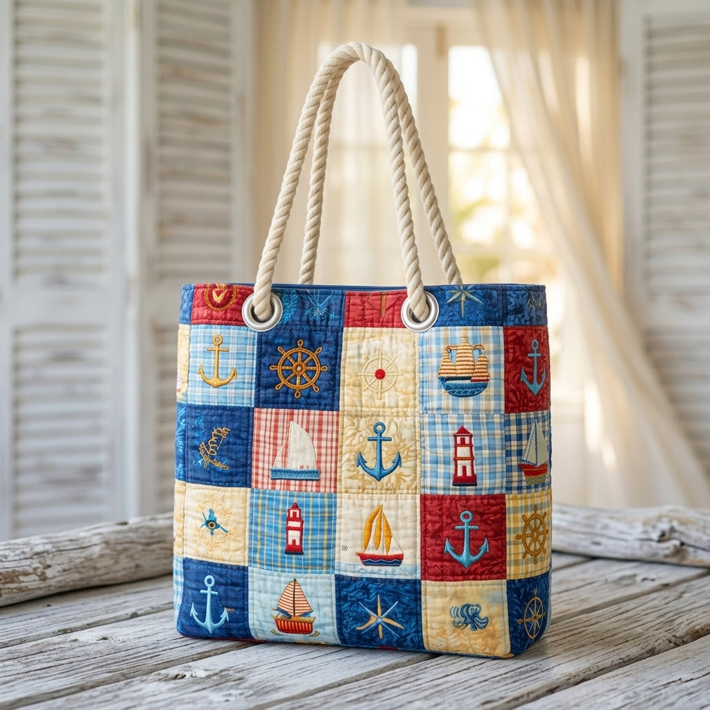 Borsa da Spiaggia - Patchwork Marino