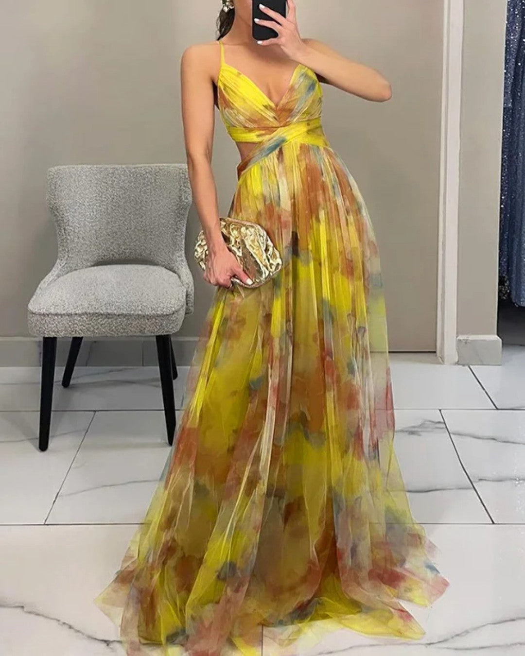 Giselle | Incantevole Abito Maxi con Stampa Floreale