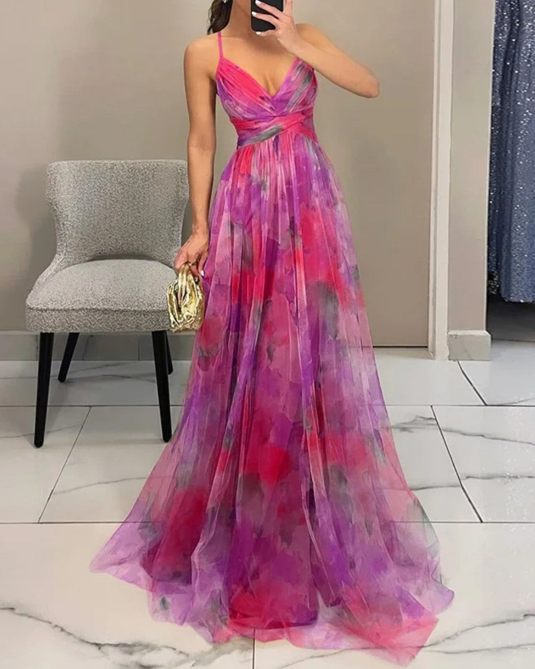 Giselle | Incantevole Abito Maxi con Stampa Floreale
