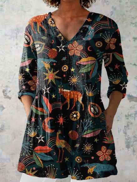 Blusa Lunga con Scollatura a V