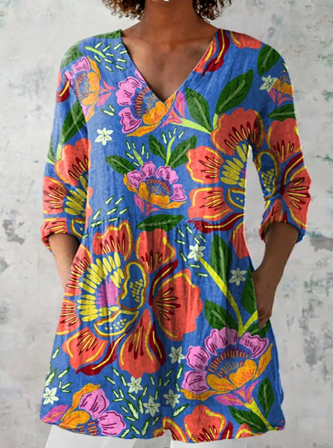 Blusa Lunga con Scollatura a V