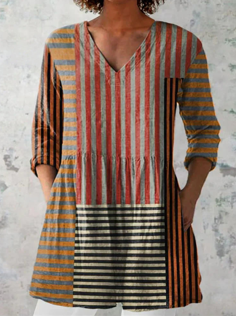 Blusa Lunga con Scollatura a V
