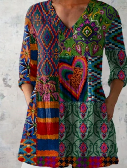 Blusa Lunga con Scollatura a V