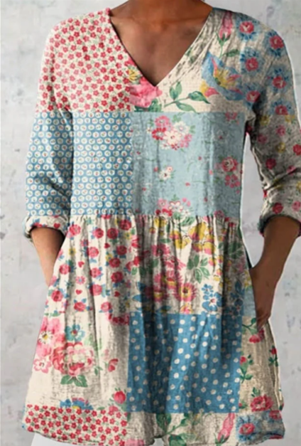 Blusa Lunga con Scollatura a V