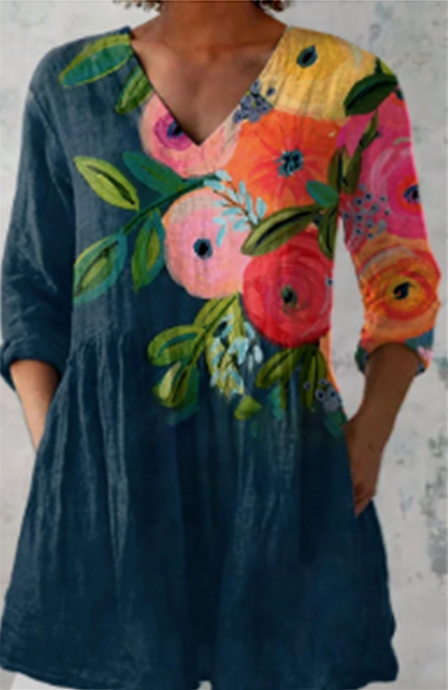 Blusa Lunga con Scollatura a V
