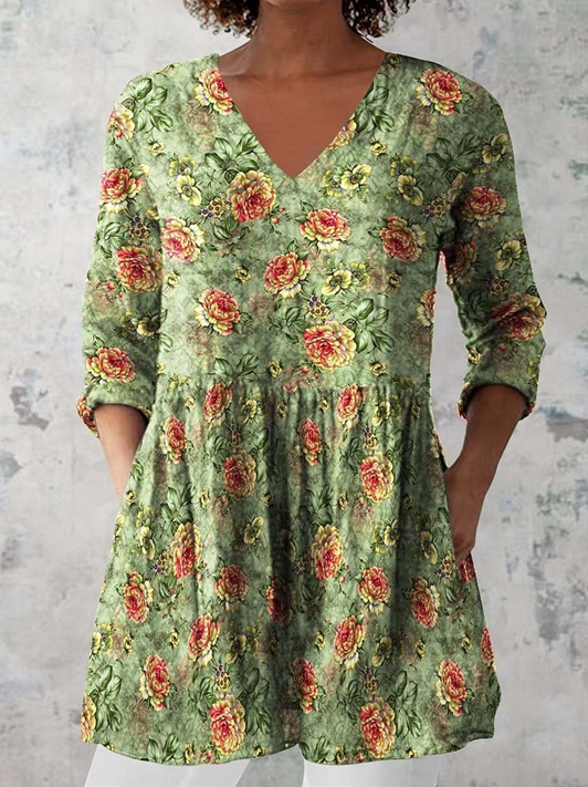 Blusa Lunga con Scollatura a V