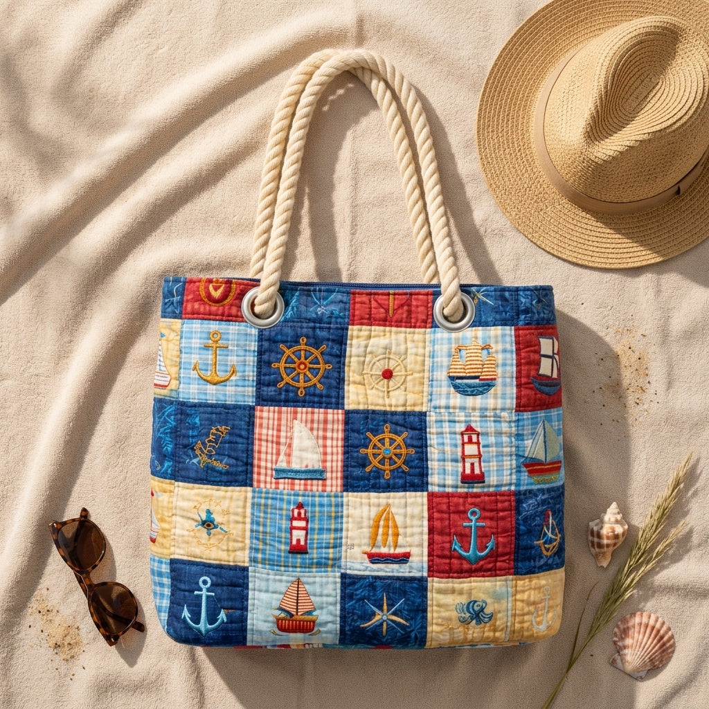 Borsa da Spiaggia - Patchwork Marino