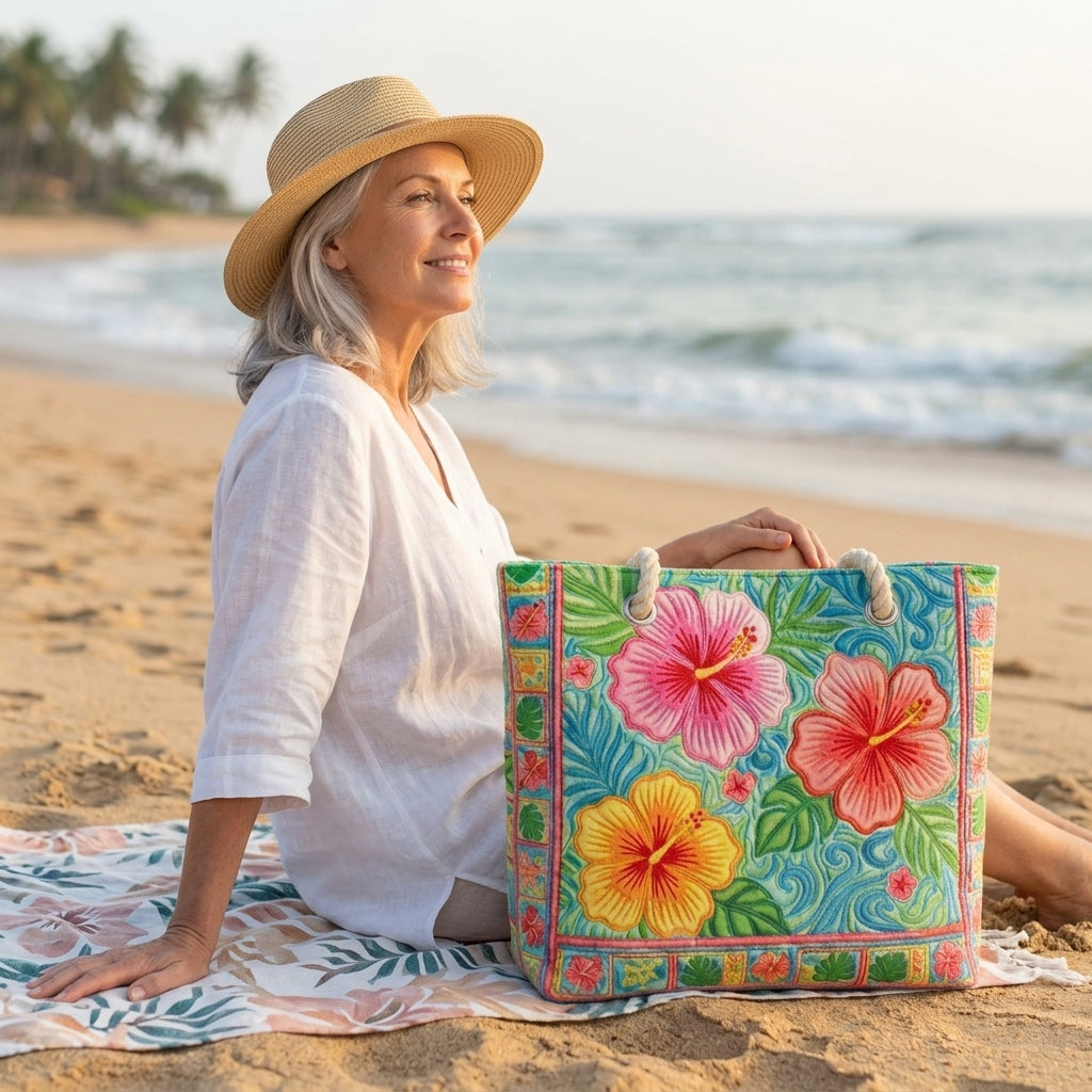 Borsa da Spiaggia - Fiore Tropicale