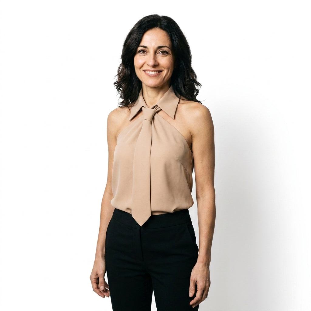 Caterina | Blusa senza maniche con fiocco al collo