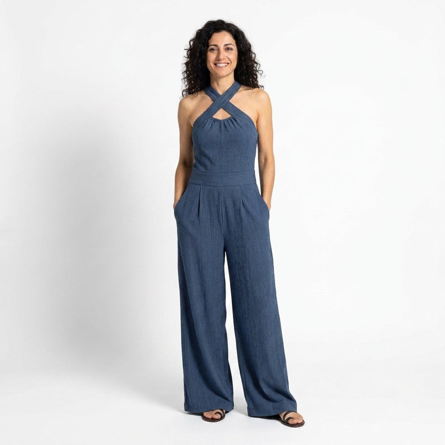 Victoria | Abito in lino e cotone con elegante scollo incrociato