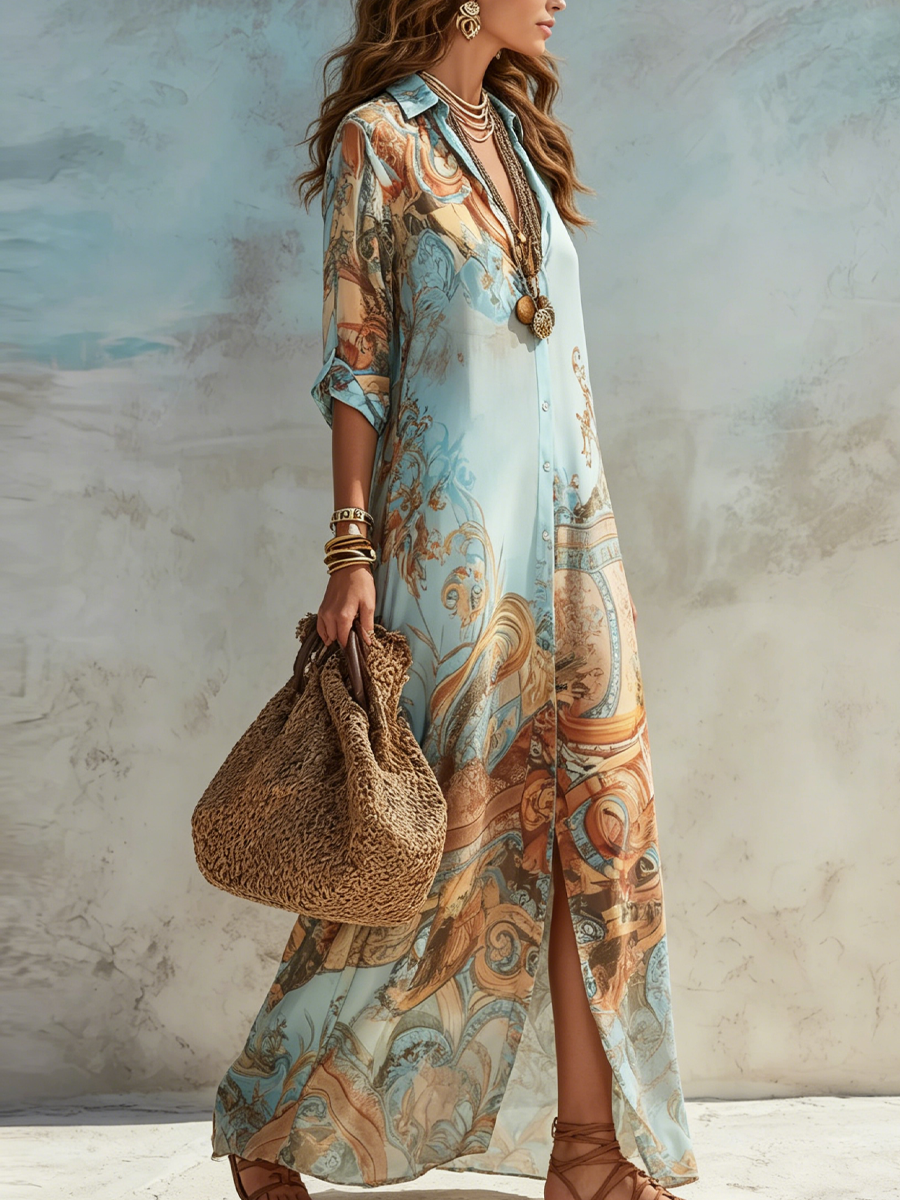Ginevra | Elegante abito-blusa mediterraneo