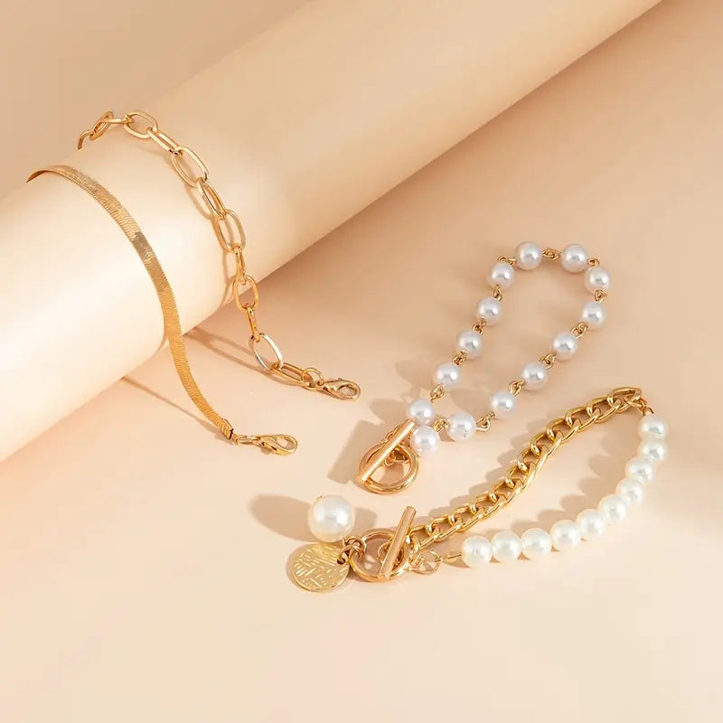Set di Bracciali di Perle a Strati di Lusso