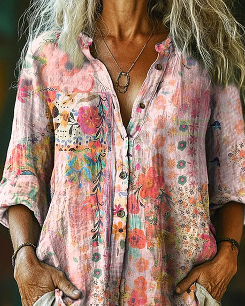 Alma | Camicia artistica con stampa floreale