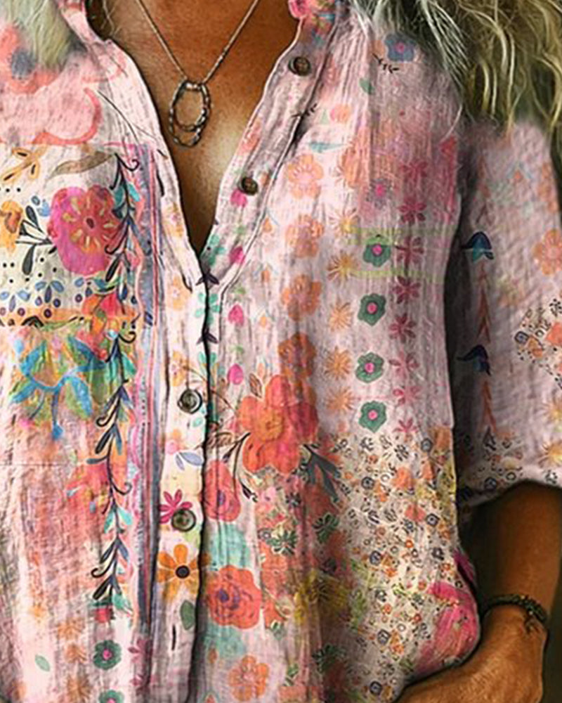 Alma | Camicia artistica con stampa floreale