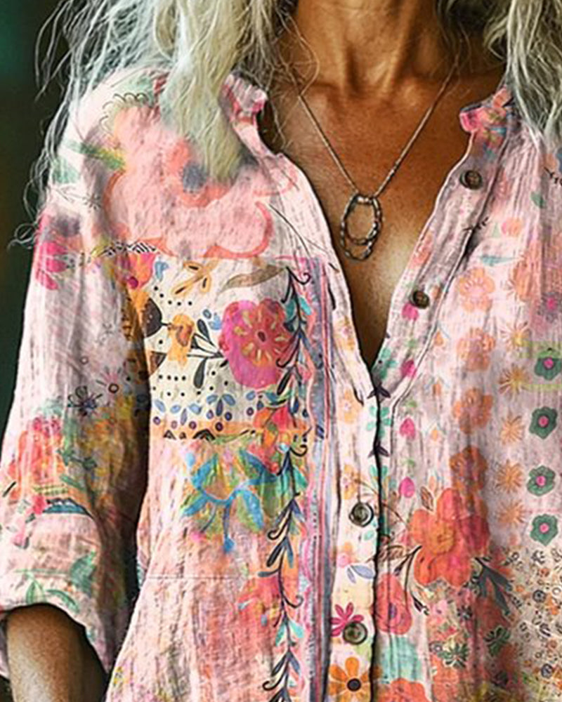 Alma | Camicia artistica con stampa floreale