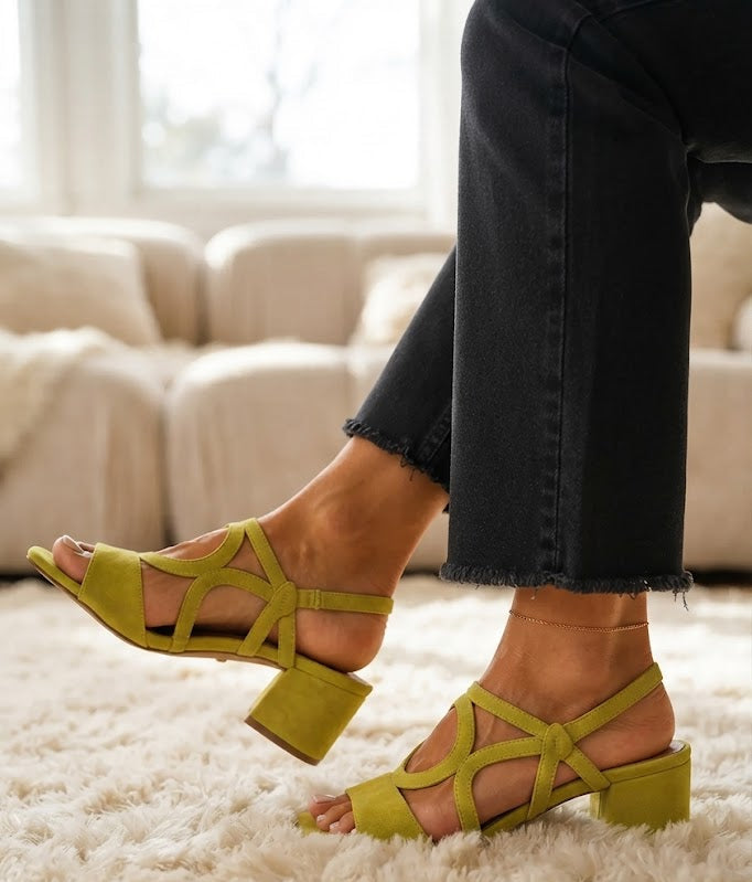 Cedra | Sandali con Tacco Geometric Lime Pop